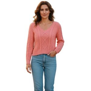 a.n.a. Pink Cable Knit Sweater for Women